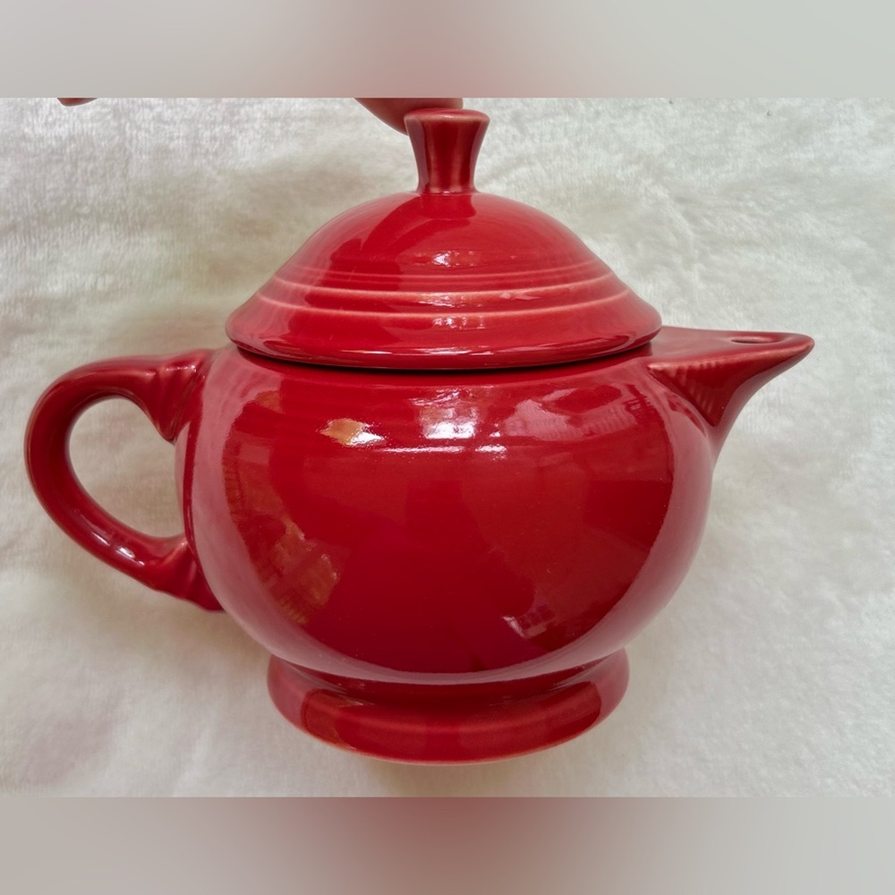 Vintage Fiesta 2 Cup Teapot & Lid Rare Scarlet Red Made In USA HLC Intro 2004 - Picture 11 of 11